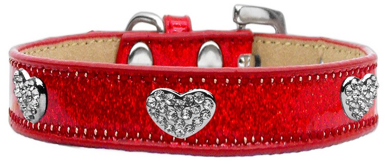 Crystal Heart Dog Collar Red Ice Cream Size 18